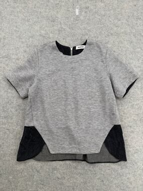 Tim Coppens Grey Heathered Colorblock Short Sleeve Blouse Size Small